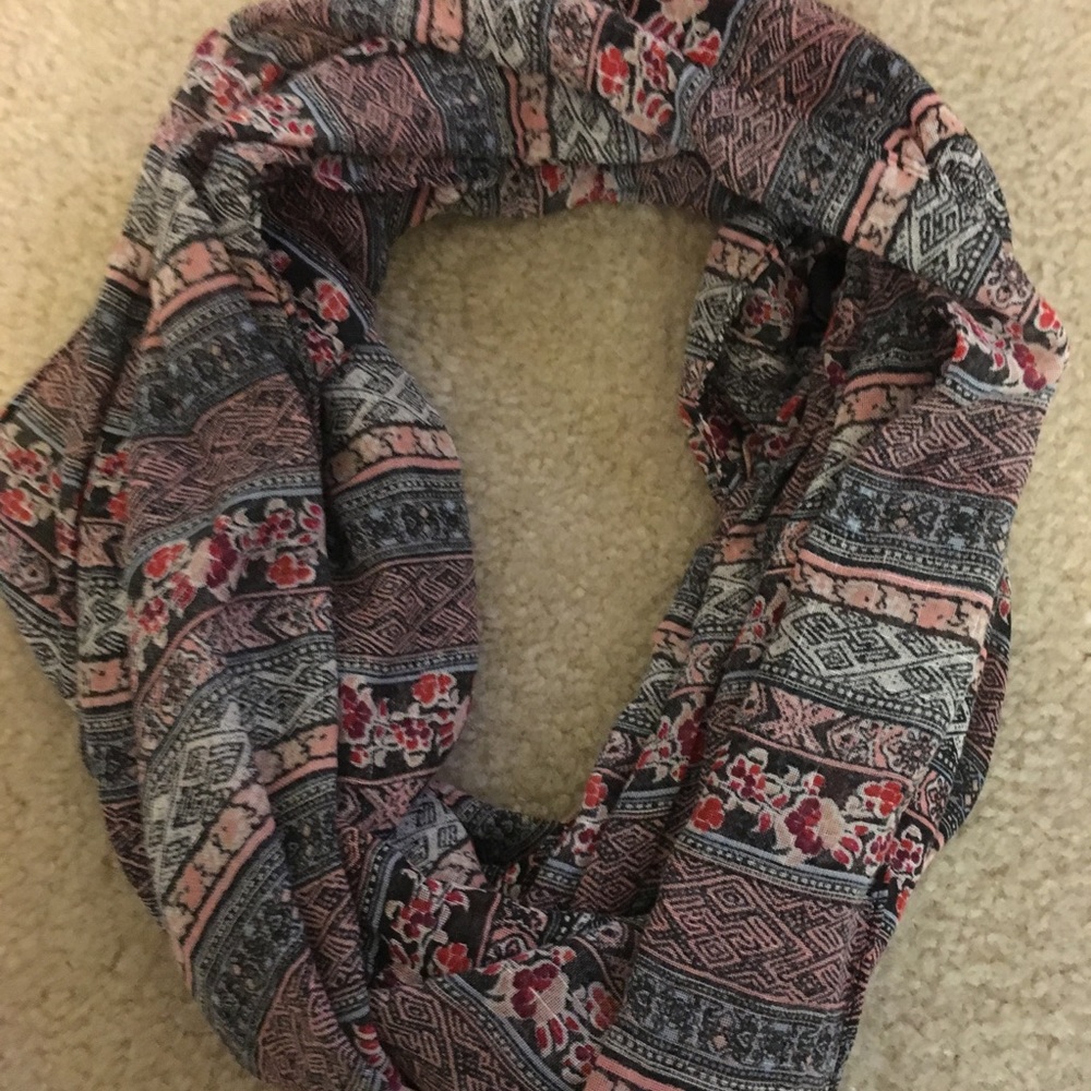 Pink flower infinity scarf
